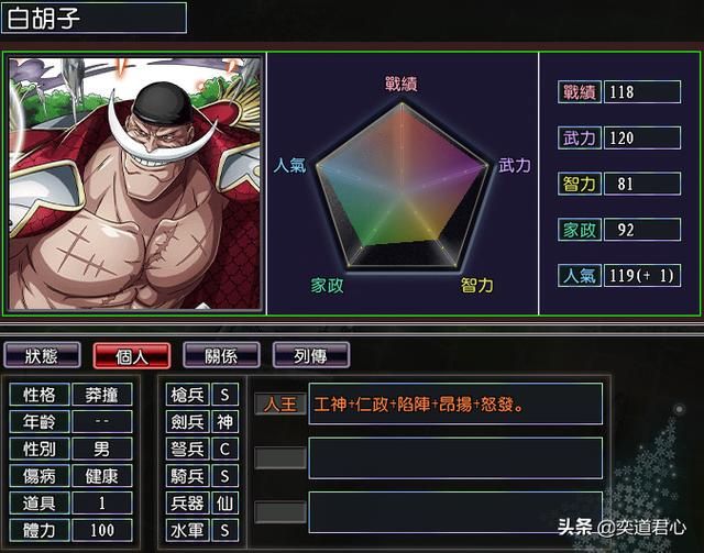 三国志11漫舞春秋白胡子阵营有哪些武将（白胡子全武将一览）