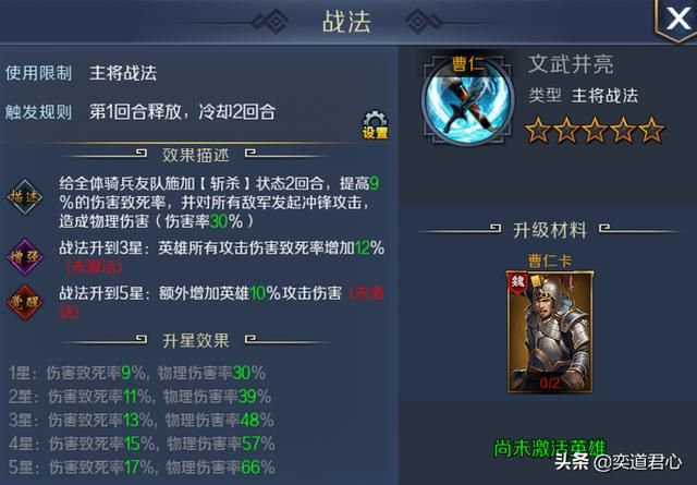 帝王之路曹仁英雄怎么样（曹仁属性战法英雄羁绊介绍）