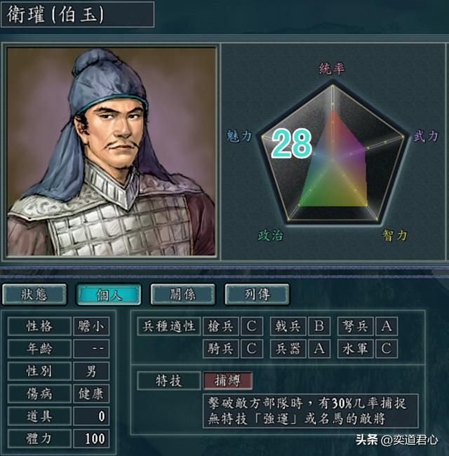 三国志11有哪些魅力极低却好用的武将（拥有一技之长的九个武将）