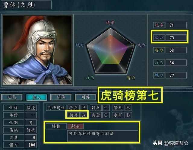 三国志11曹魏八虎将谁的骑兵最强？曹魏八虎将骑兵兵种适性排名