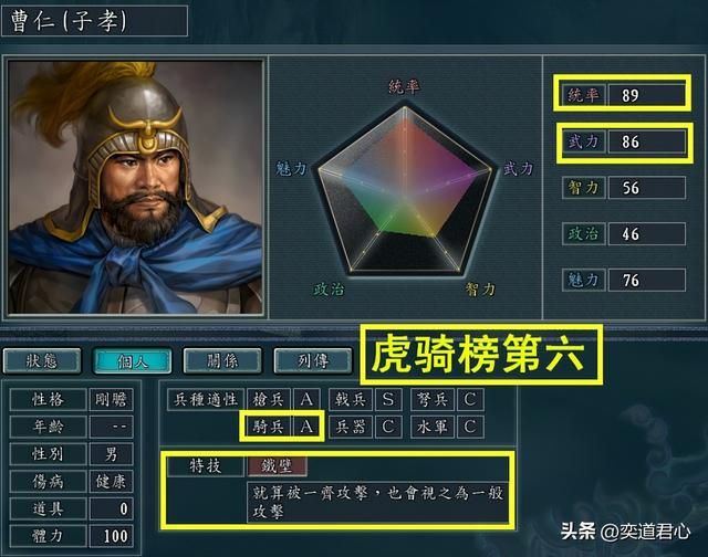 三国志11曹魏八虎将谁的骑兵最强？曹魏八虎将骑兵兵种适性排名