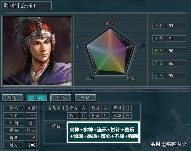三国志11：同时携带多个特技，孙吴名将特技应该怎么设定？