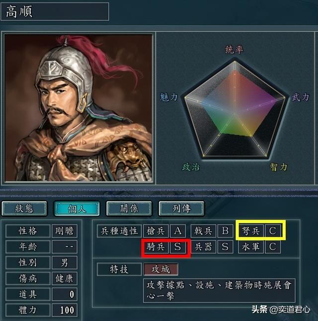 三国志11只会骑兵不会弩兵的武将有谁（十个S骑兵C弩兵的武将）