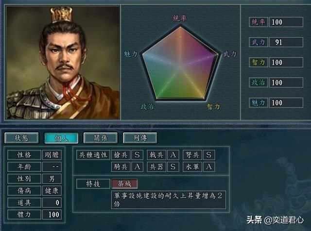 三国志11筑城特技武将有哪些（五个筑城武将极限培养属性一览）