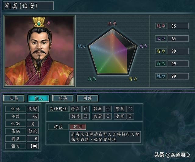 三国志11刘虞麾下武将水平如何（刘虞麾下五个核心武将极限属性一览）