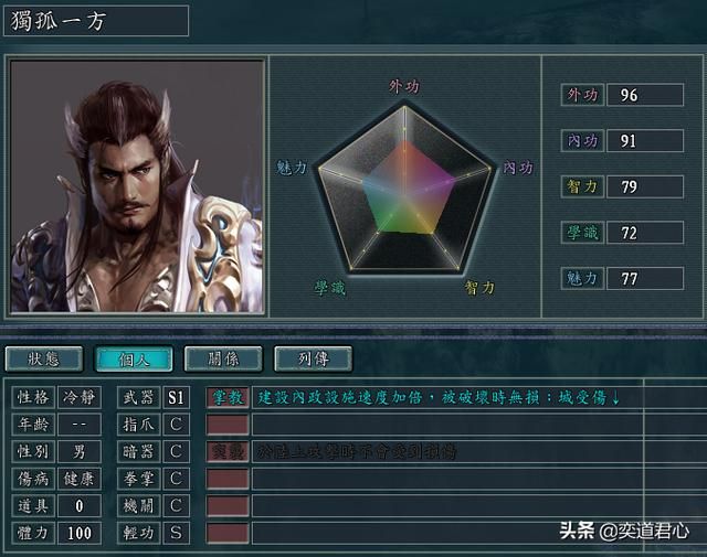 三国志11侠骨留香无双城势力介绍（无双城核心武将属性一览）