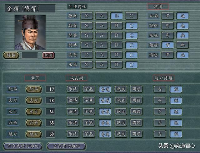三国志11金旋势力武将谁最厉害（金旋势力武将极限培养属性一览）