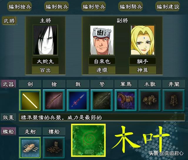 三国志11火影疾风神百连武将有哪些（六忍村神百连组合武将介绍）