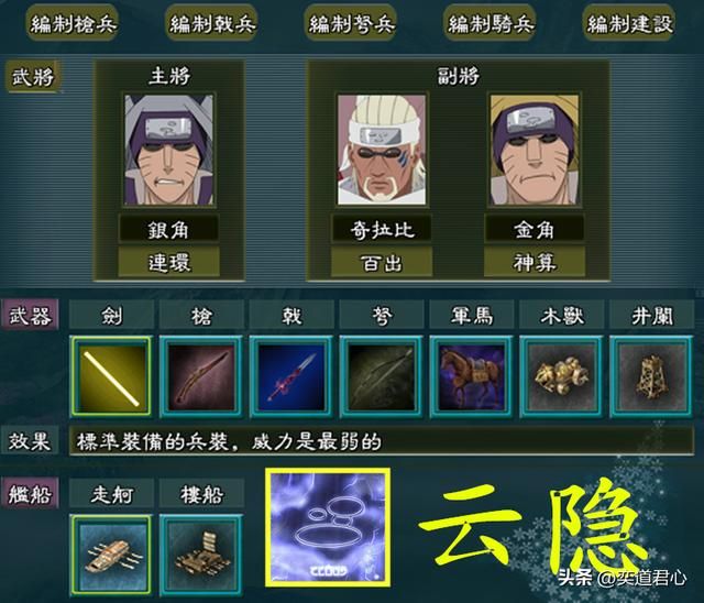 三国志11火影疾风神百连武将有哪些（六忍村神百连组合武将介绍）