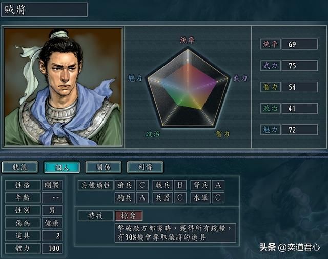 三国志11NPC乱舞剧本有哪些贼寇将领（九个贼寇武将特技属性一览）