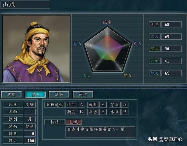 三国志11NPC乱舞剧本有哪些贼寇将领（九个贼寇武将特技属性一览）