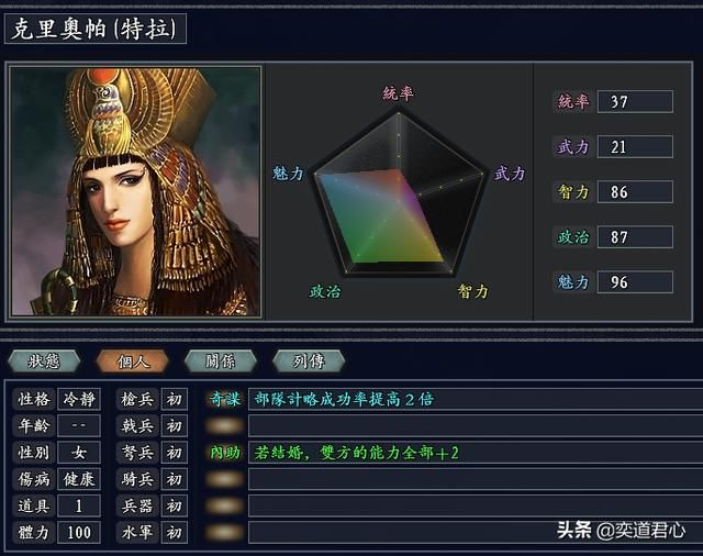 三国志11无尽的野望古埃及势力介绍（美尼斯麾下武将人才一览）