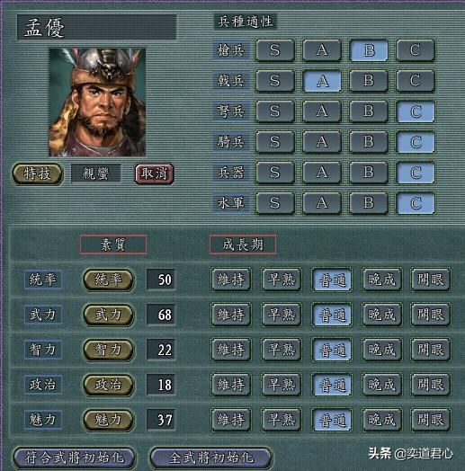 三国志11汉中之战南蛮五杰厉害吗（南蛮五杰极限培养属性一览）