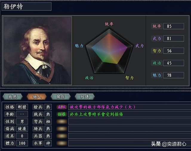 三国志11无尽的野望荷兰势力介绍（威廉一世麾下武将人才一览）