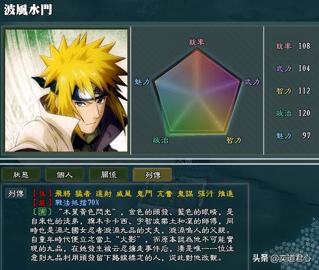 三国志11火影MOD木叶火影都有谁（七任火影属性特技一览）