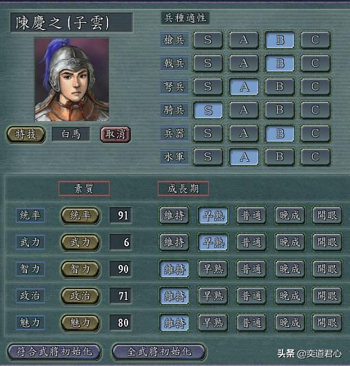 三国志11偏科生武将有哪些（单项属性个位数的十个神将）
