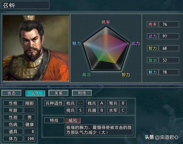 三国志11水浒雷将荡寇陈希真势力介绍（陈希真麾下九名核心将领一览）