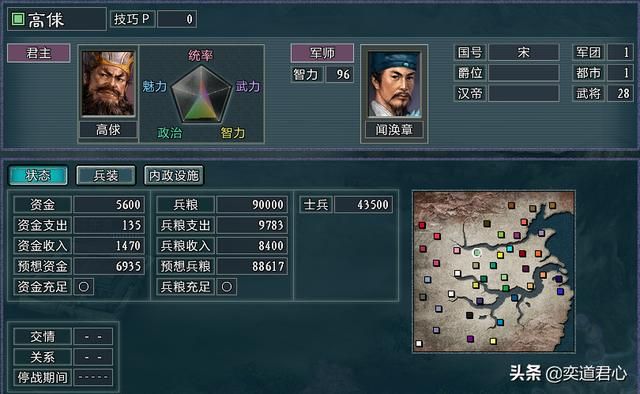 三国志11水浒鹿死谁手剧本介绍（朝廷五大势力武将城池一览）