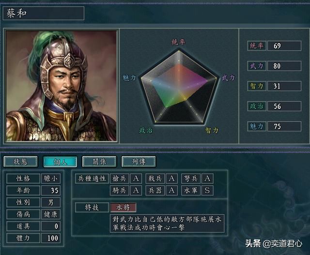 三国志11：全属性低于60的垃圾武将极限培养后的属性展示下