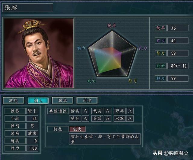 三国志11：全属性低于60的垃圾武将极限培养后的属性展示下