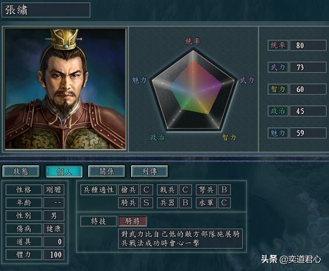 三国志11武将张绣实力如何（群雄张绣属性特技详细介绍）