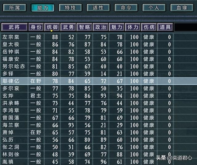 三国志11四海清一大清介绍（大清地域武将及军事情况介绍）