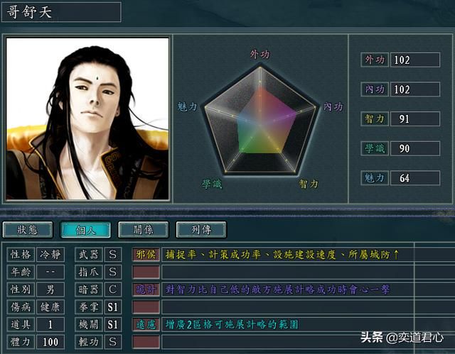 三国志11侠骨留香昆仑派势力介绍（昆仑派核心武将属性一览）