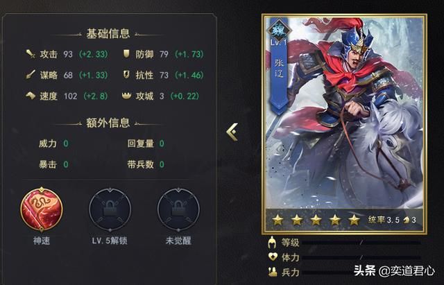 三国志11武将张辽实力如何（曹魏张辽属性特技详细介绍）