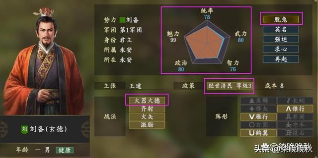 三国志1-14代_刘备武力值不高，但魅力值登顶