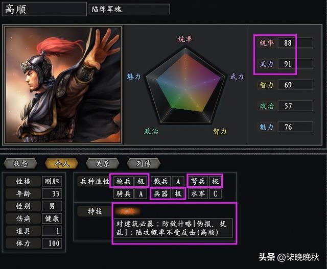 三国志11pk2.2_张辽和高顺，特技可变为奇袭和死阵