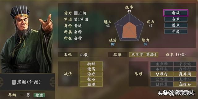 三国志14个性介绍，机智和妙算相加等于半个神机