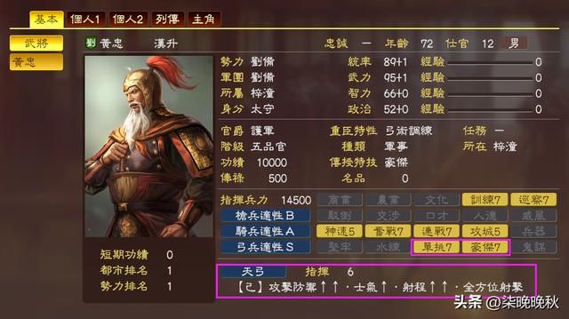 三国志系列1-14代，弓兵系武将黄忠的封神之路
