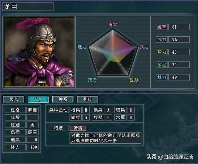 三国志11血色衣冠中原本很强但是在双高模式下却很鸡肋的特技
