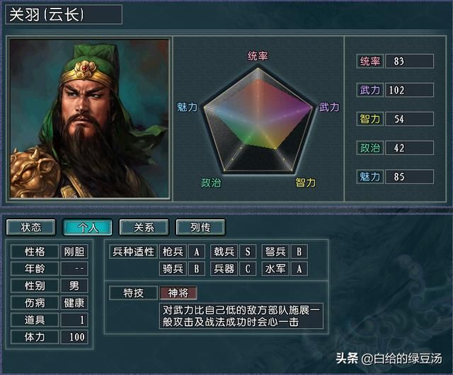 属性限定武将？三国志11：特殊属性代表武将大盘点