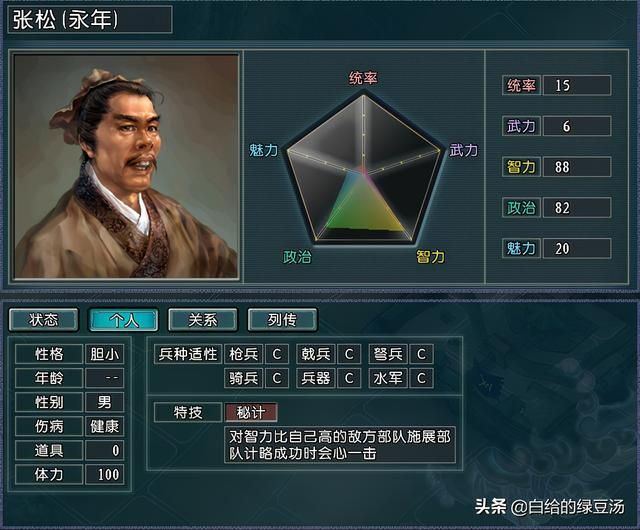 三国志11：地位尴尬的武将，特技与五维属性完全不搭