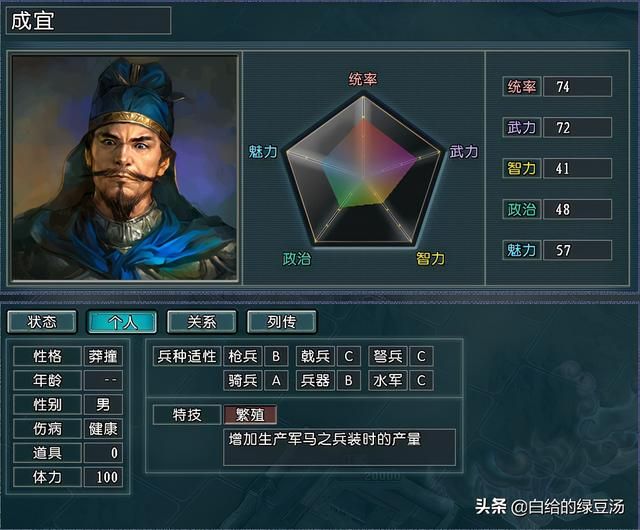 三国志11：地位尴尬的武将，特技与五维属性完全不搭