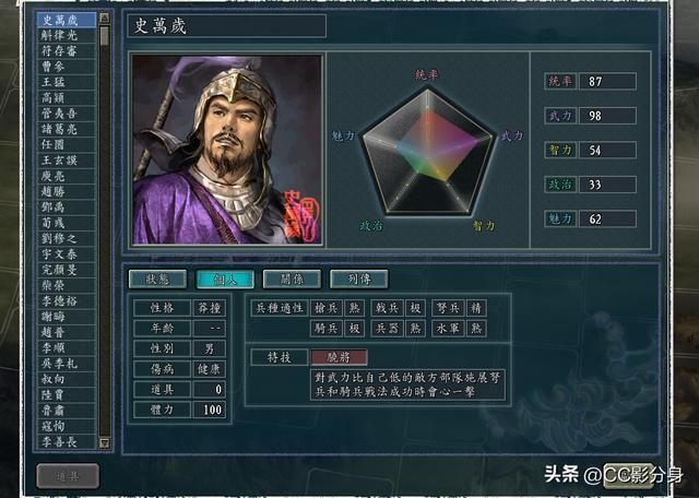 三国志1血色衣冠6.0sp4：与骑兵有关系的技能分析