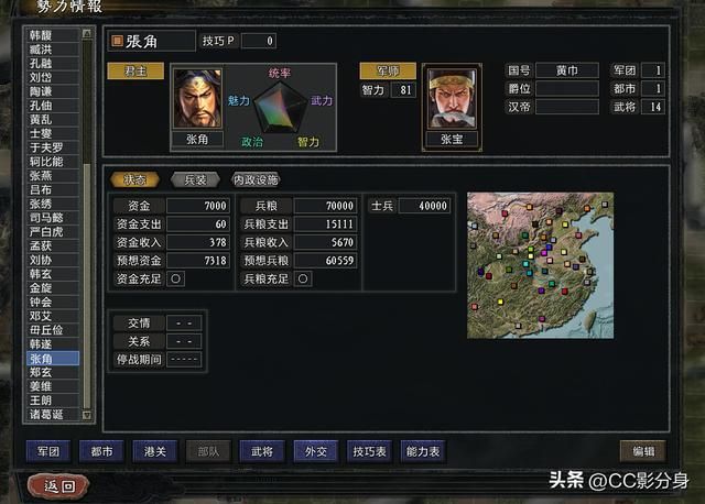 三国志11大浪淘沙5.0：黄巾军张角：嘴遁我在行！