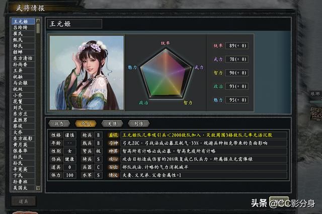 三国志11惊鸿：游戏中的5大名花