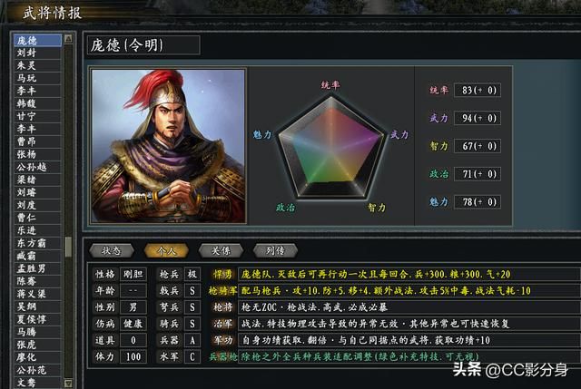 三国志11惊鸿：被夸大的名将，西凉庞令明