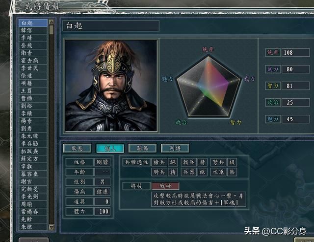 三国志11血色衣冠：输出型武将的综合实力