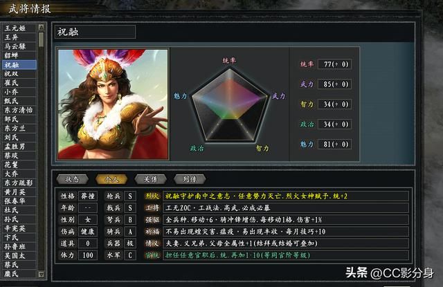三国志11惊鸿：南蛮女将，实力不在孟获之下