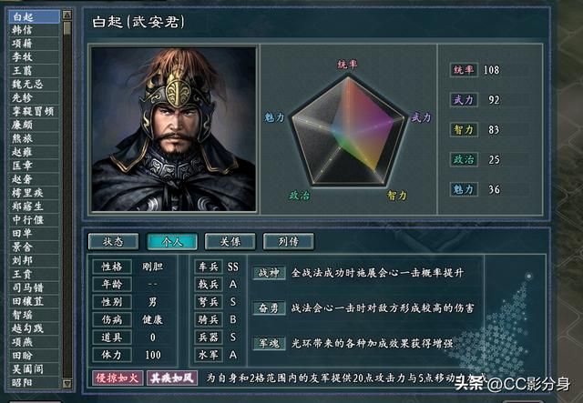 三国志11战国七雄：武安君白起，输出甲天下