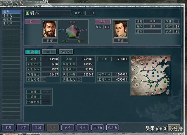 三国志11血色衣冠6.0：四朝争统之汉朝分析