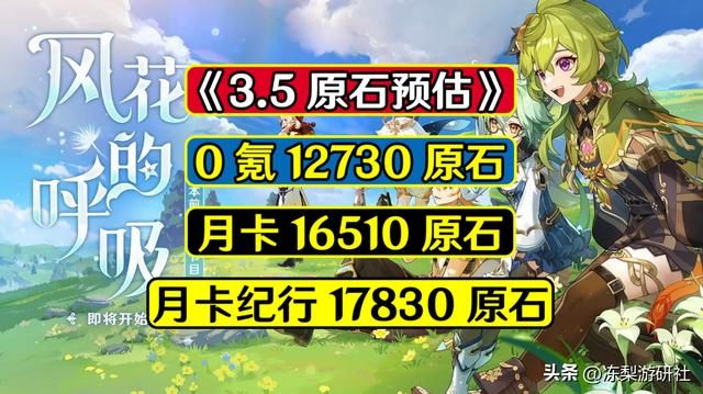 原神：3.5原石汇总，0氪也有1.2万原石！这波抽1金基本问题不大