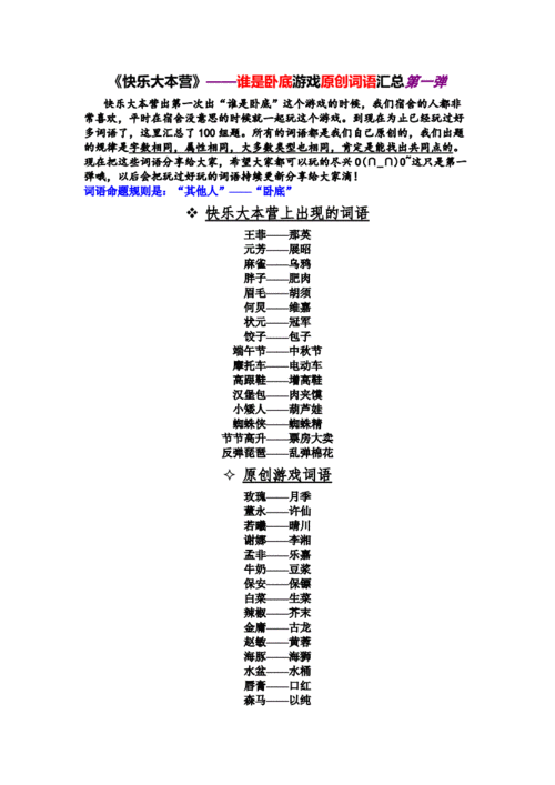 谁是卧底游戏词语搞笑推荐，简单又好玩快收藏！