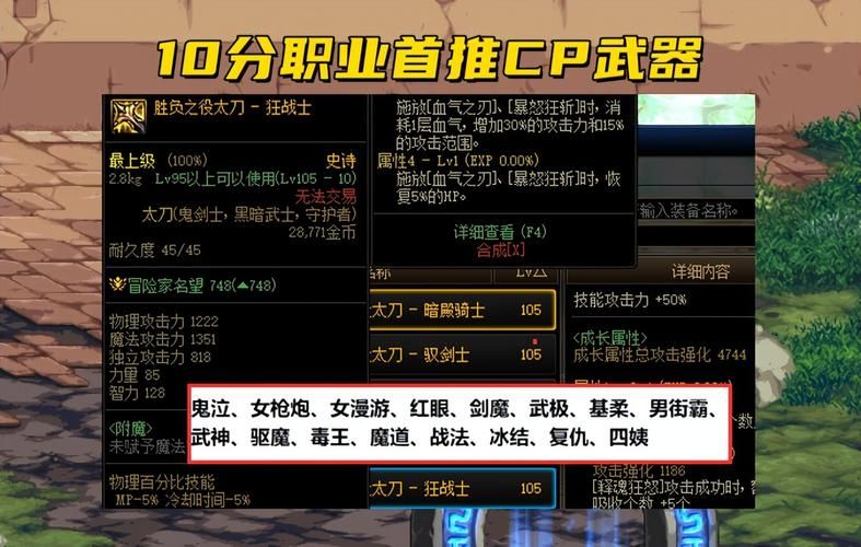 dnf男柔道武器排行 当前版本最强武器解析